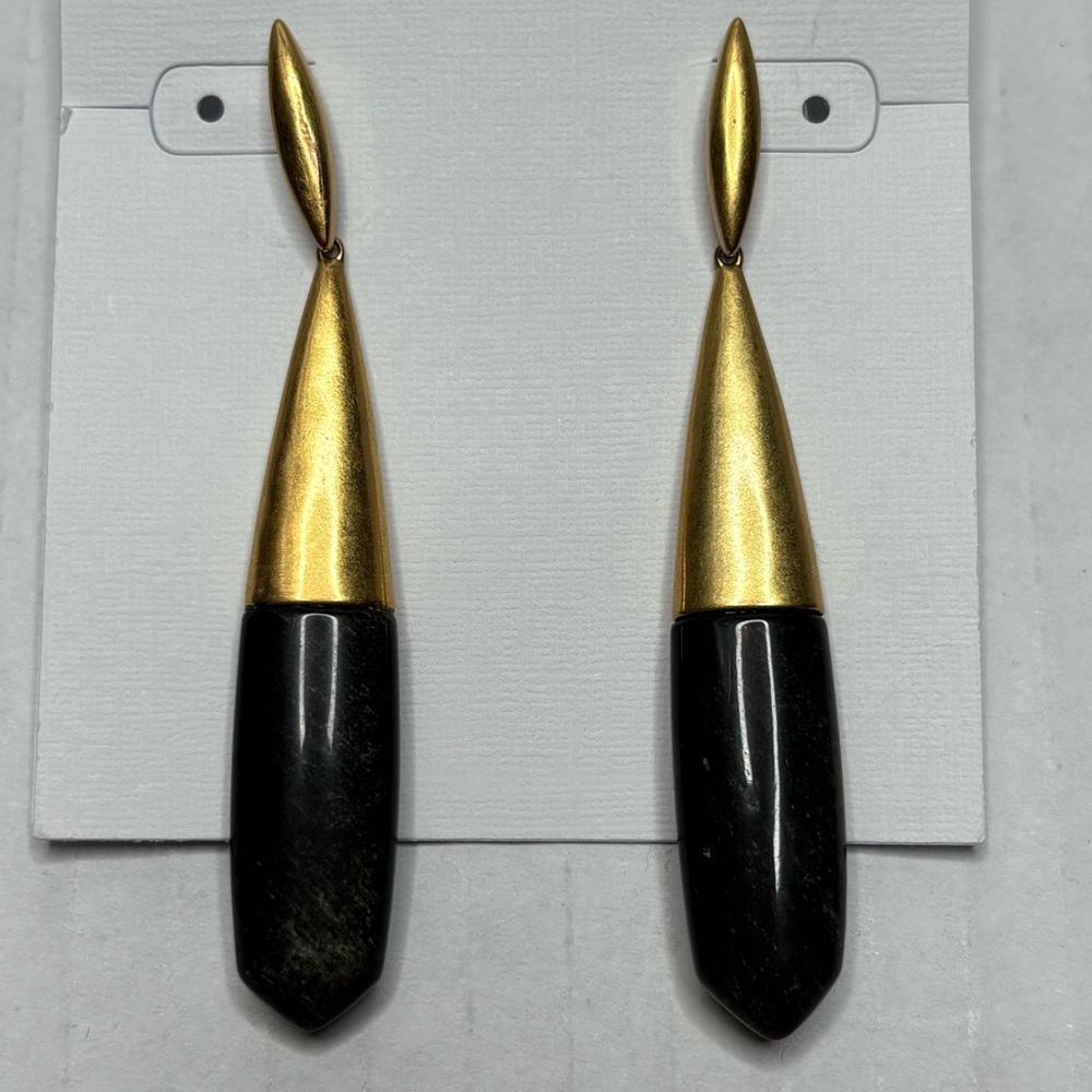 ⛔️SOLD⛔️KENDRA SCOTT Freida 14K Gold Plated Stone Linear Drop Earrings - Picture 2 of 3
